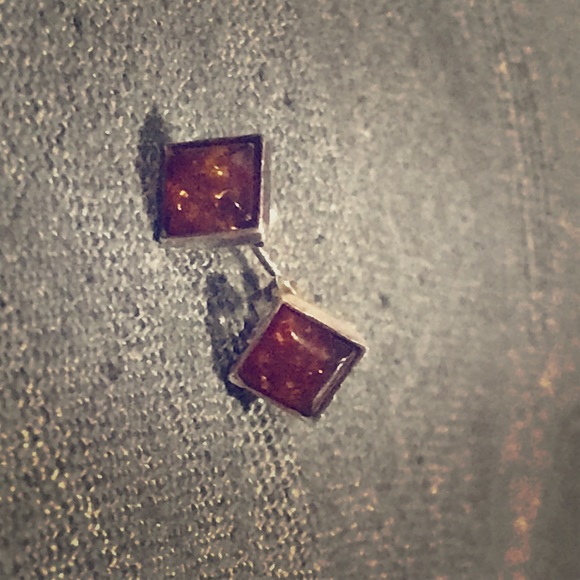 Jewelry - Small Square Amber Studs